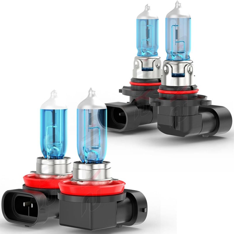 SYJIIP Compatible with Dodge Challenger (2015 2016 2017 2018 2019 2020) Replacement Halogen Bulbs, 9012 High Low Beam+H11 Fog Light Bulbs Combo, 300% Brightness 6000K White Front Light, Plug and Play, 4 PCS - Image 1